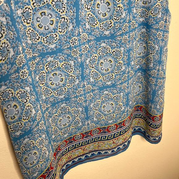 Max Studio Blue Print Sleeveless Dressy Blouse Medium - Picture 7 of 10